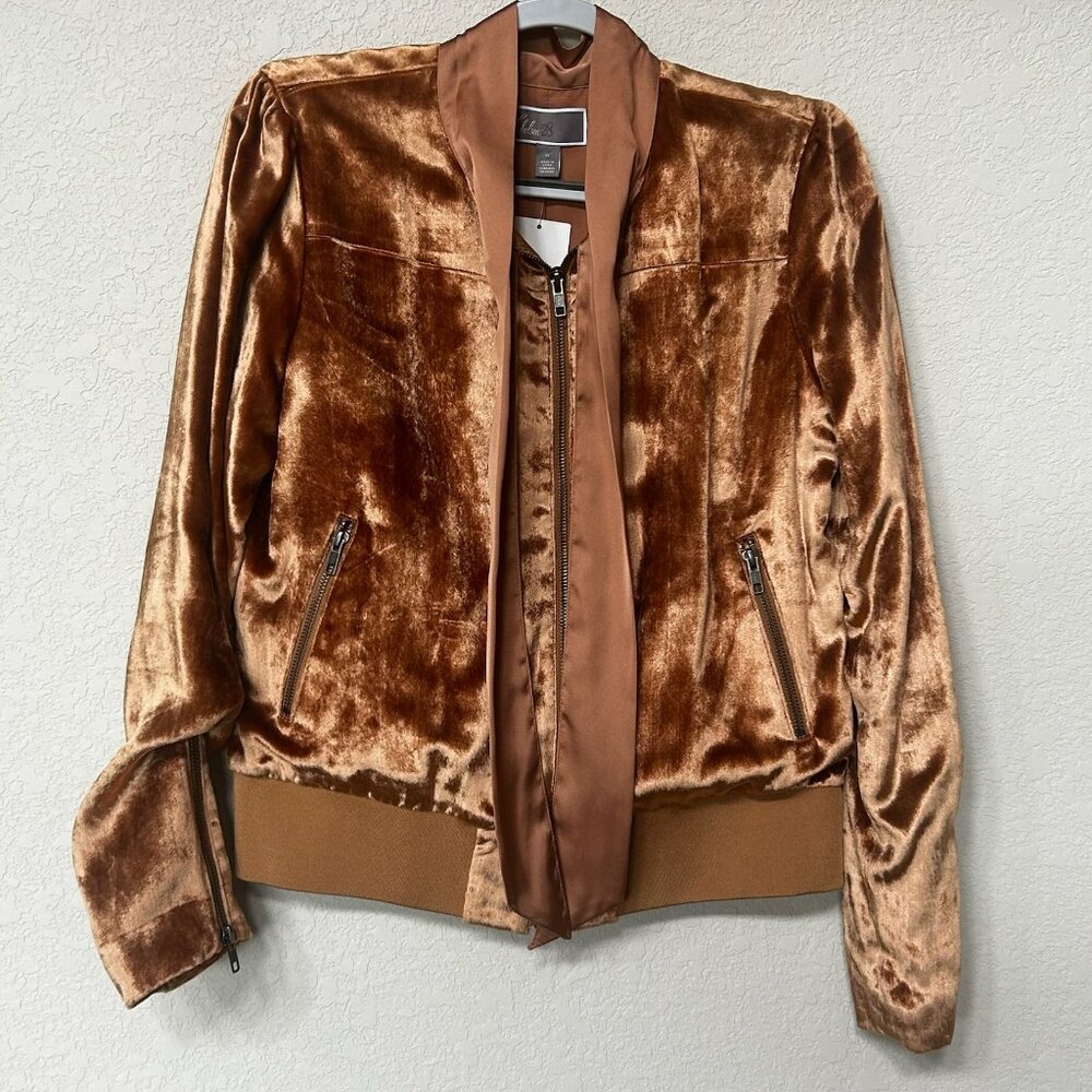 NWT Chelsea28 Rust Carmel Velvet Jacket With Satin Neck Tie Scarf - Picture 5 of 10